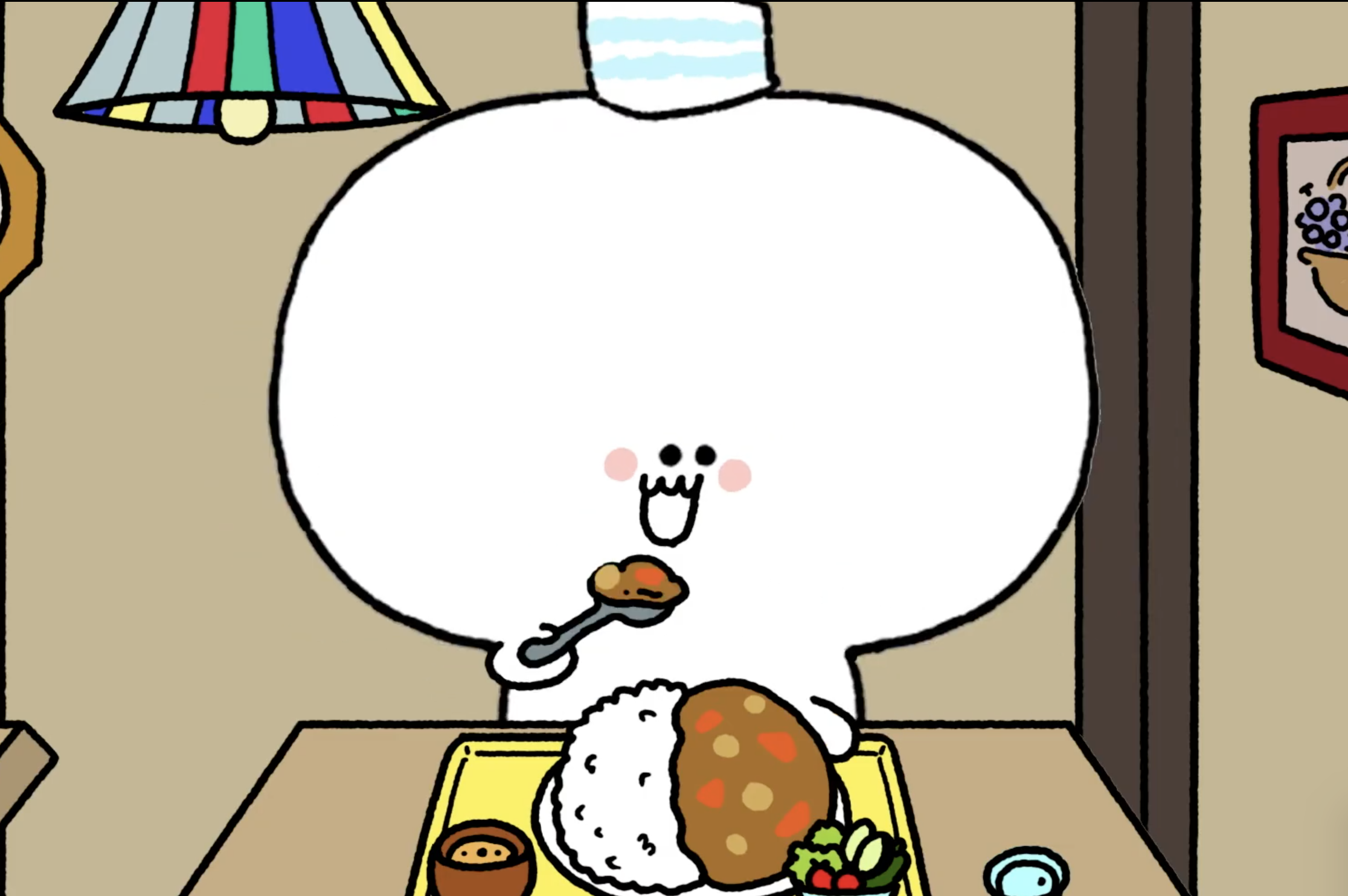 もりもりごはんを食べる白い生き物を描いたアニメ動画がめっちゃ癒し 食事のお供に おみせのこ Logtube 国内最大級のyoutuber ユーチューバー ニュースメディア